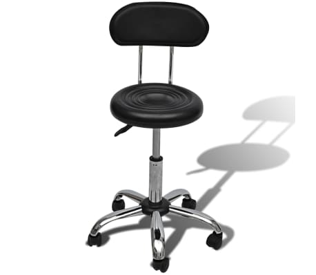 Professional Salon Spa Stool Black Round Seat with Backrest