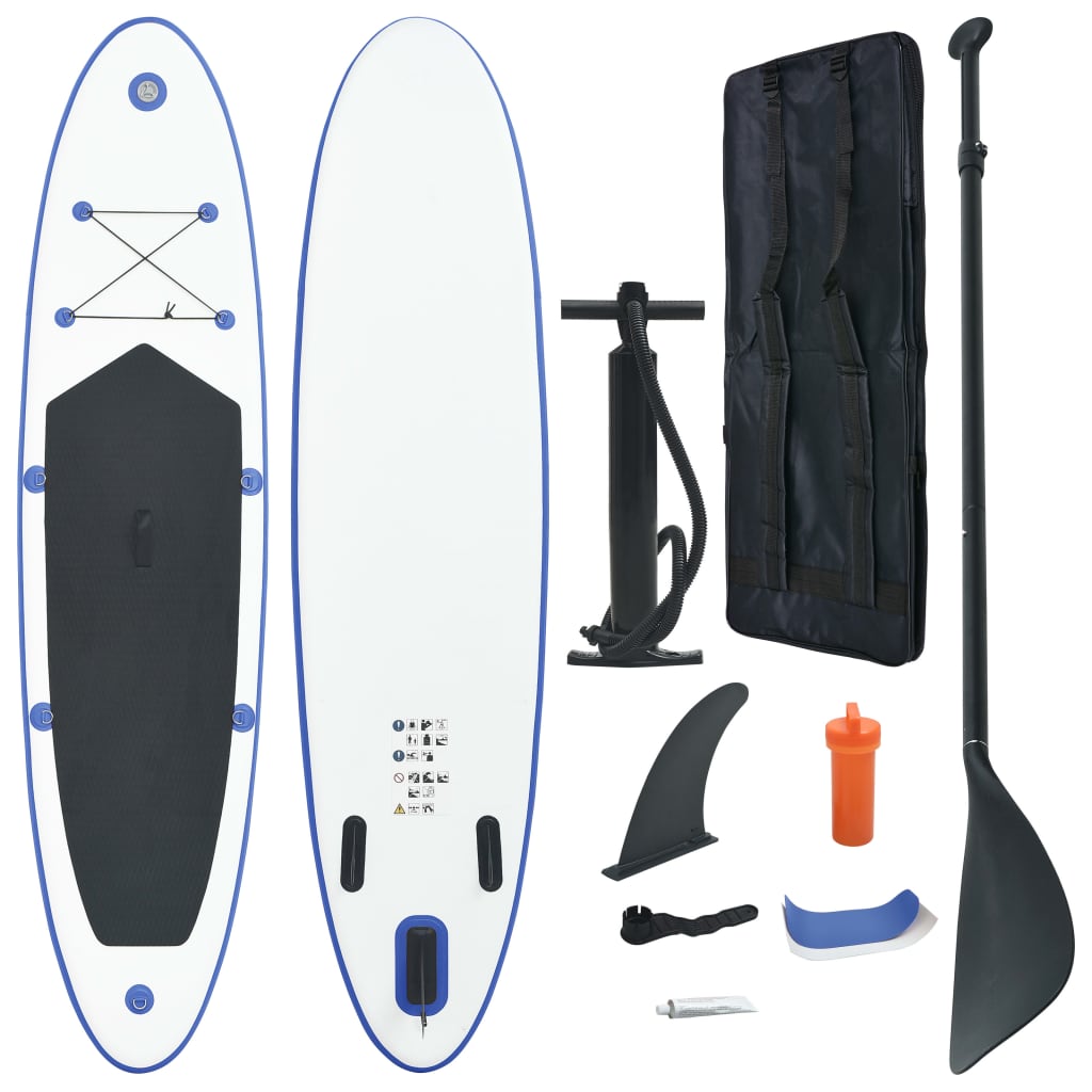vidaXL Set placă SUP, placă SUP surfing, albastru și alb, gonflabil vidaXL imagine model 2022