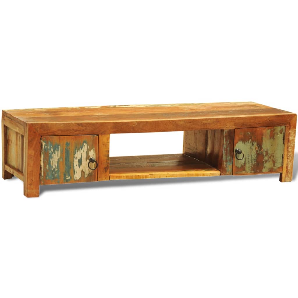 Image of Reclaimed Wood TV Cabinet with 2 Doors Vintage Antique-style