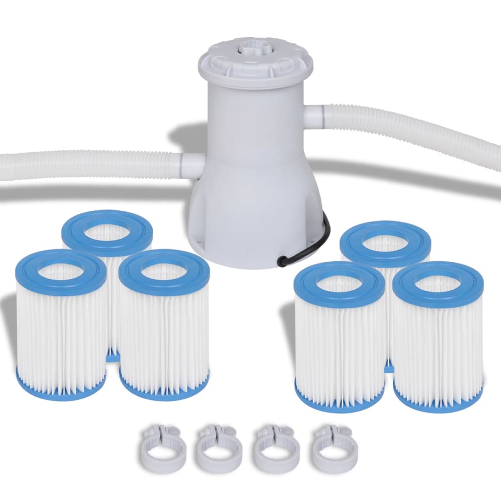 Set pompă cu filtru pentru piscină 2000 L/h și 7 filtre imagine vidaxl.ro