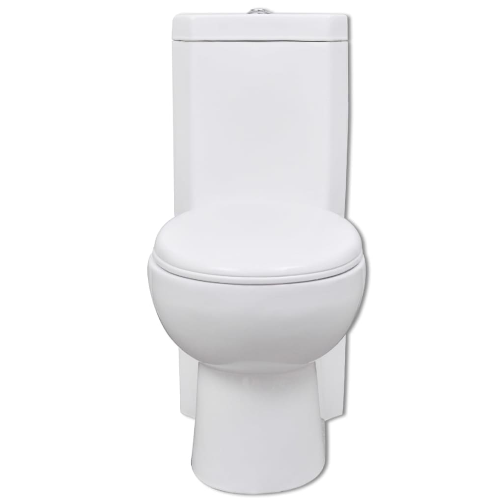 Inodoro WC Cierre Suave Doble Cisterna Cerámica Váter Baño Blanco/Negro  vidaXL