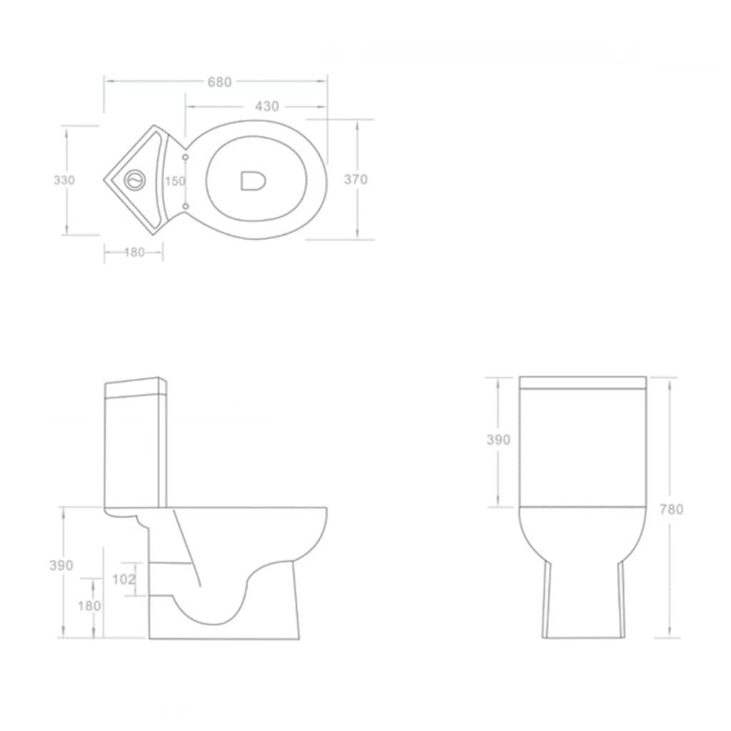 Inodoro WC Cierre Suave Doble Cisterna Cerámica Váter Baño Blanco/Negro  vidaXL