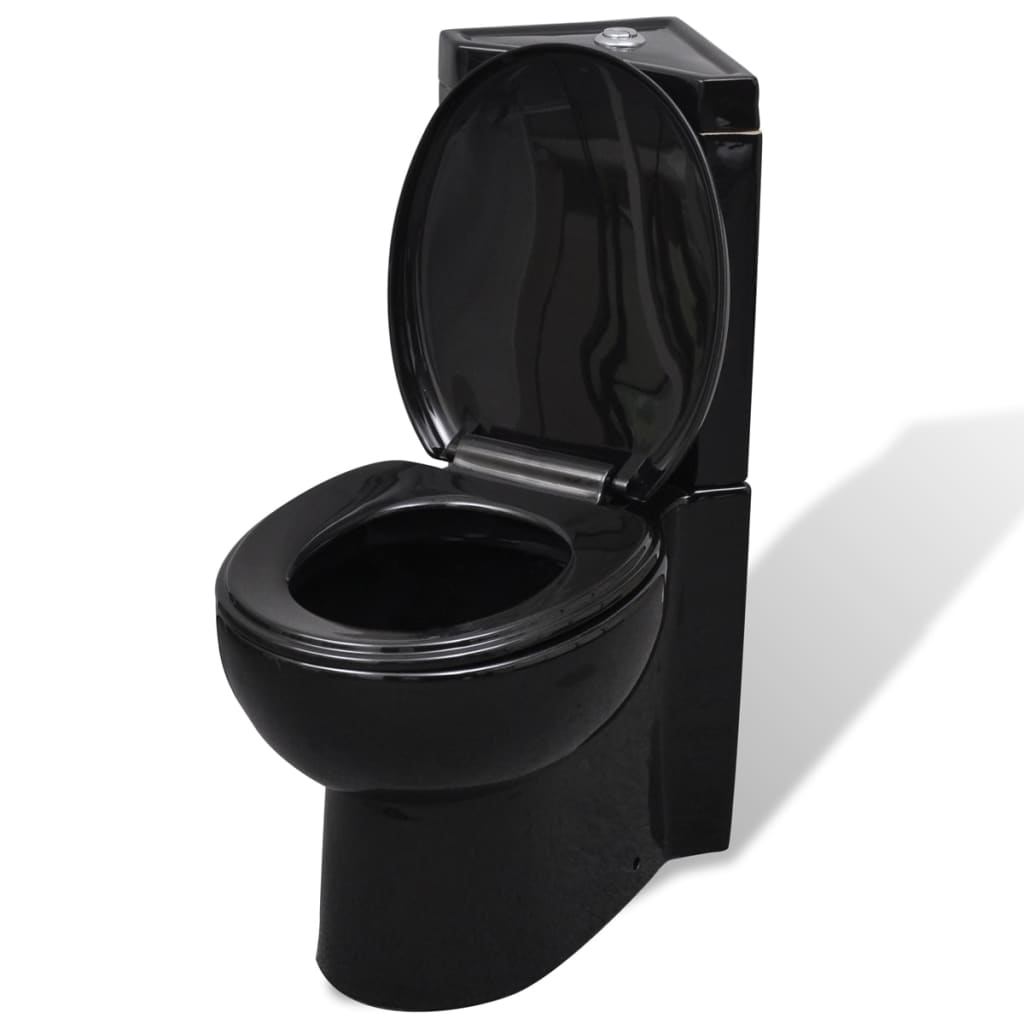 Vas WC din ceramică, Negru imagine vidaxl.ro