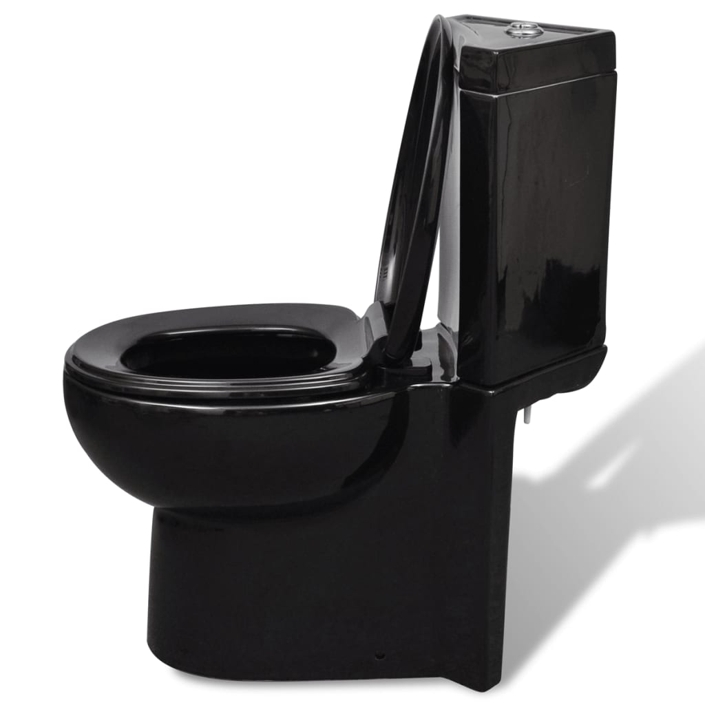Černa keramická kulatá toaleta WC