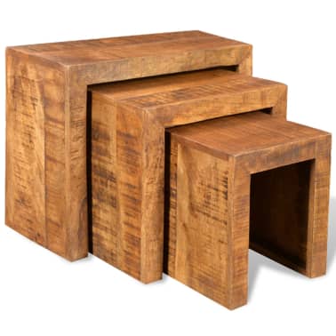 Vidaxl Nesting Table Set 3 Pieces Solid Mango Wood Com Vidaxl Nesting Table Set 3 Pieces Solid Mango Wood 1 6