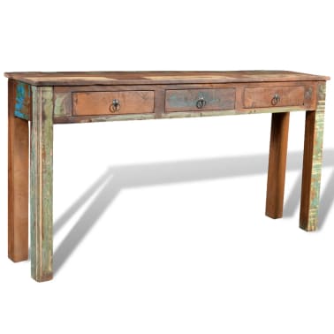 Vidaxl Console Table With 3 Drawers Reclaimed Wood Vidaxl Com