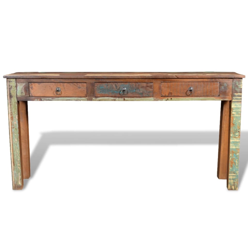 

vidaXL Wandtafel met 3 lades gerecycled hout