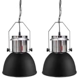 Lámpara negra moderna colgante de techo, metal, 2 piezas