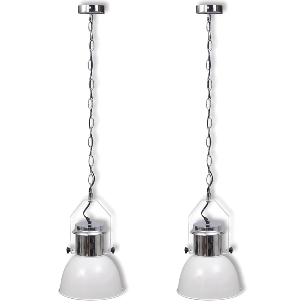 vidaXL Ceiling Lamp 2 pcs Height-adjustable Modern White Metal
