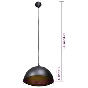 Stropní lampa polokoule 2 ks s nastavitelnou výškou černá - obrázek 9