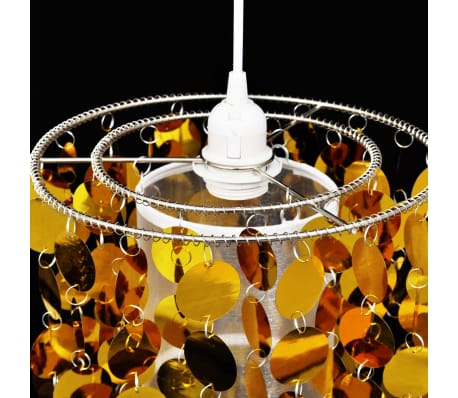 Závesná zlatá luster lampa s okruhlymi šupinkami 26 x 56 cm
