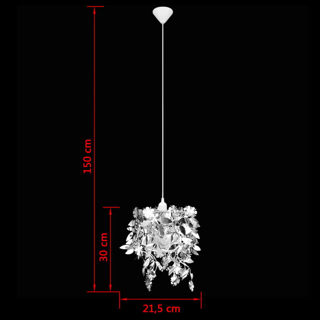 Závesná strieborná luster lampa s listovými šupinkami 21,5 x 30 cm