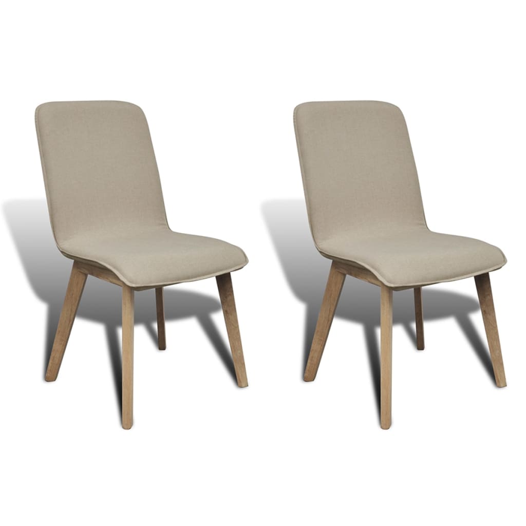 Jídelní židle 2 ks béžové textil a masivní dubové dřevo