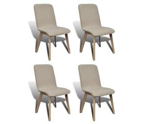 Vidaxl Esszimmerstuhle 4 Stk Beige Stoff Und Massivholz Eiche Vidaxl De