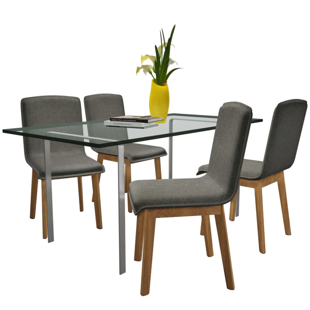 

vidaXL Eetkamerstoelen 4 st stof en massief eikenhout lichtgrijs