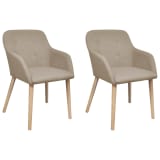 vidaXL Dining Chairs 2 pcs with Oak Frame Fabric Beige