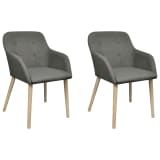 vidaXL Dining Chairs 2 pcs with Oak Frame Fabric Dark Grey