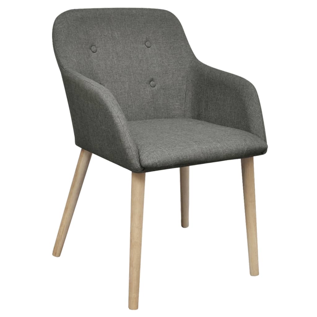 vidaXL Eetkamerstoelen 2 st stof en massief eikenhout lichtgrijs afbeelding