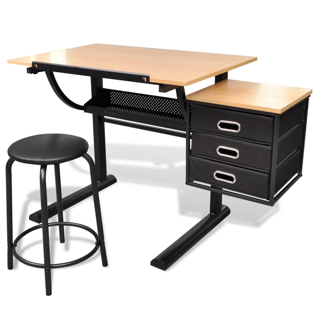 Stôl na kreslenie so sklopnou doskou a stoličkou