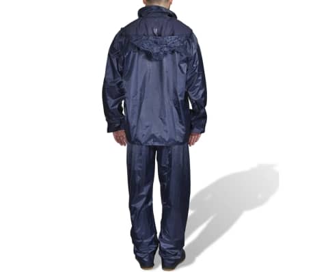 Men's Navy Blue 2-Piece Rain Suit with Hood M