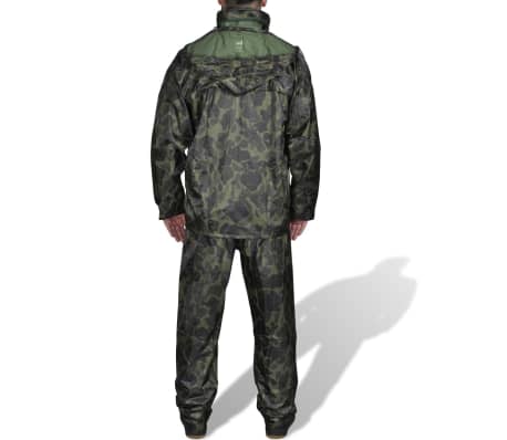 Men's Camo Print 2-Piece Rain Suit with Hood M