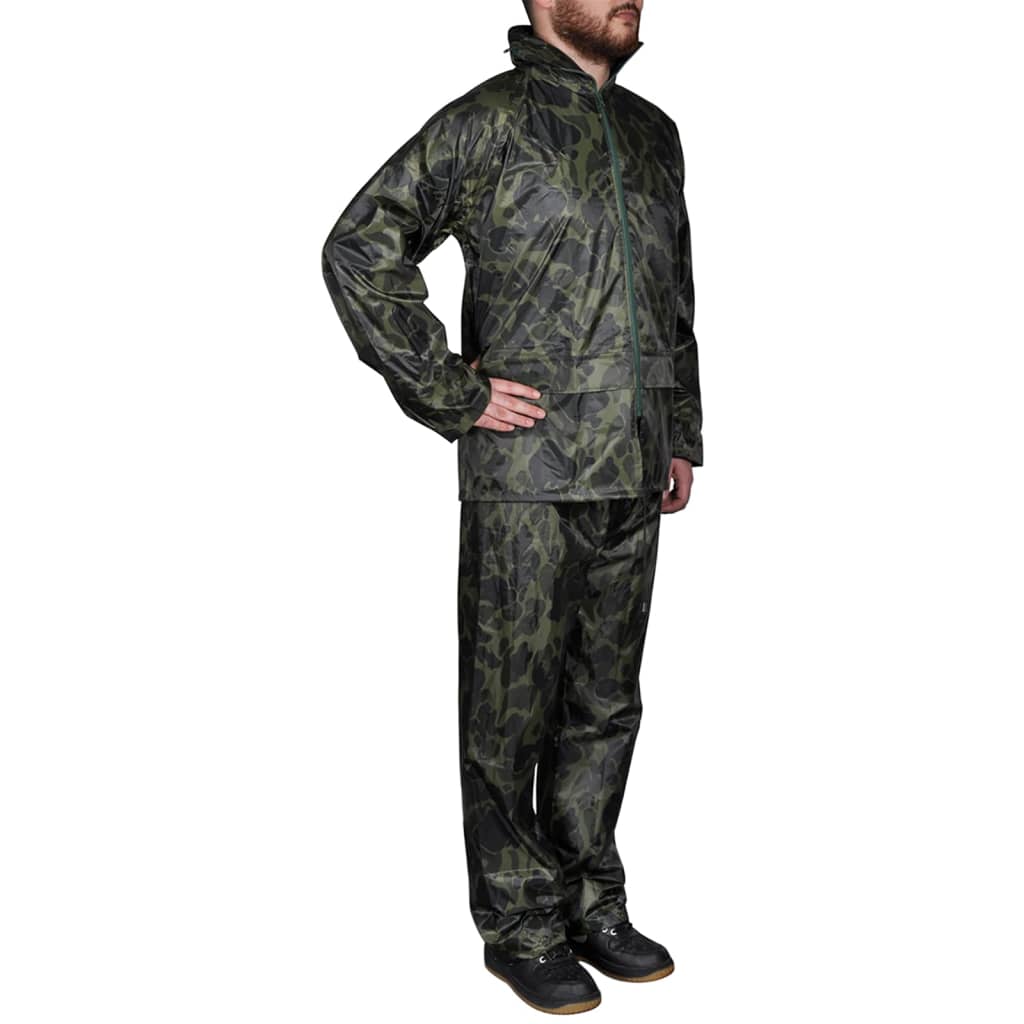 Pánský 2 dílný oblek do deště s kapucí - velikost L - maskáčový