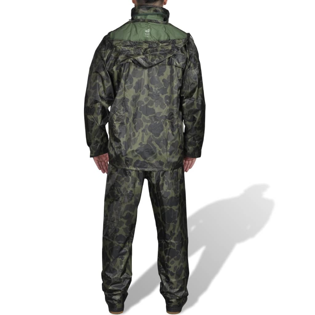 Men's Camo Print 2-Piece Rain Suit with Hood XXL