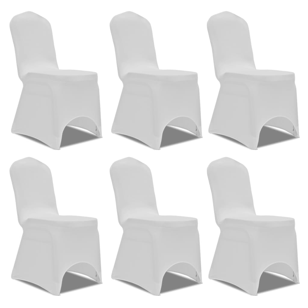 vidaXL Husă de scaun elastică, 6 buc., alb Alb imagine model 2022