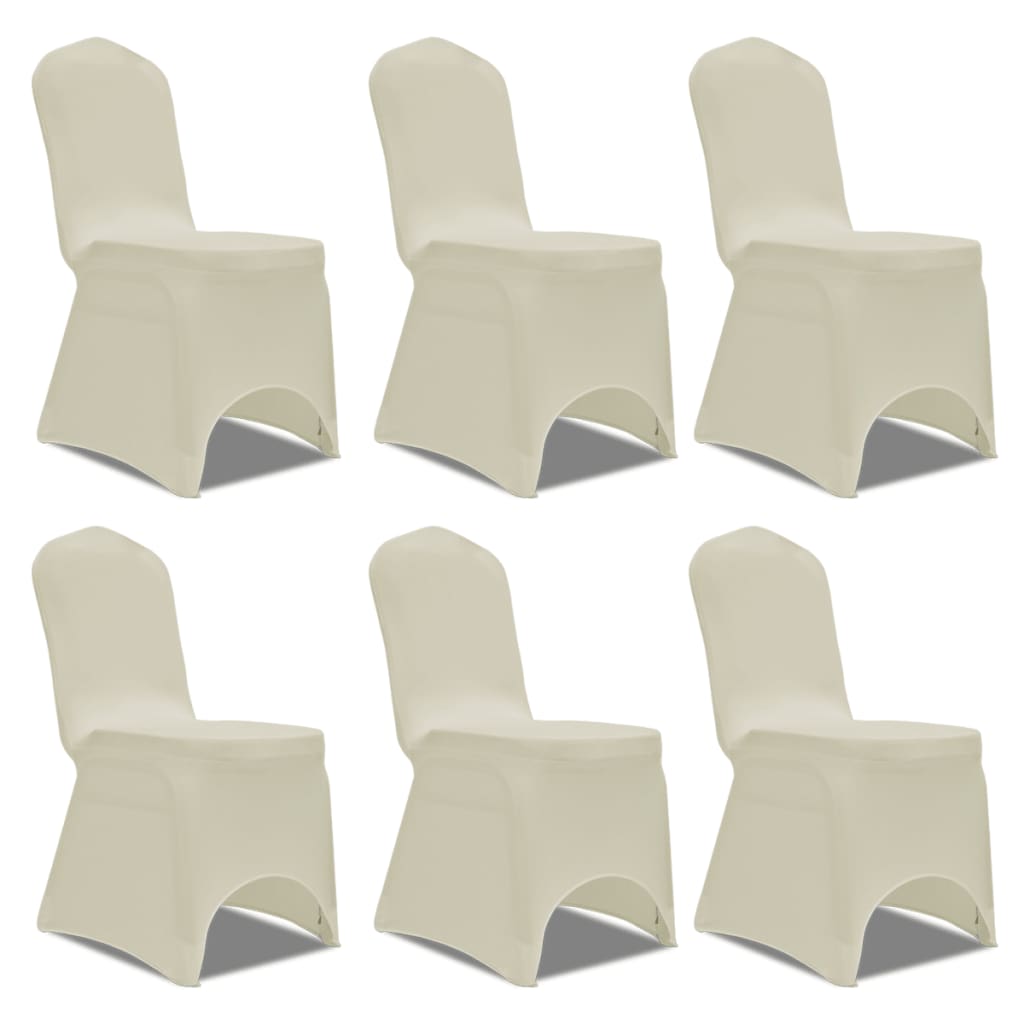vidaXL 6 x Stuhlhusse Stretchhusse cremefarben