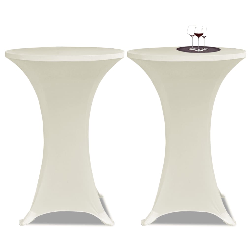 vidaXL Husă de masă cu picior Ø80 cm, 2 buc., crem, elastic buc. imagine model 2022