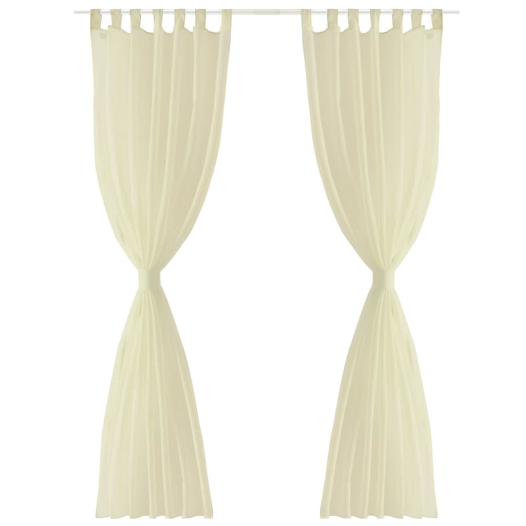 vidaXL Gordijnen 2 st doorschijnend 140x225 cm crème afbeelding