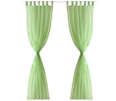 2 x Transparente Gardine Fertiggardine 140 x 225cm apfelgr&uuml;n
