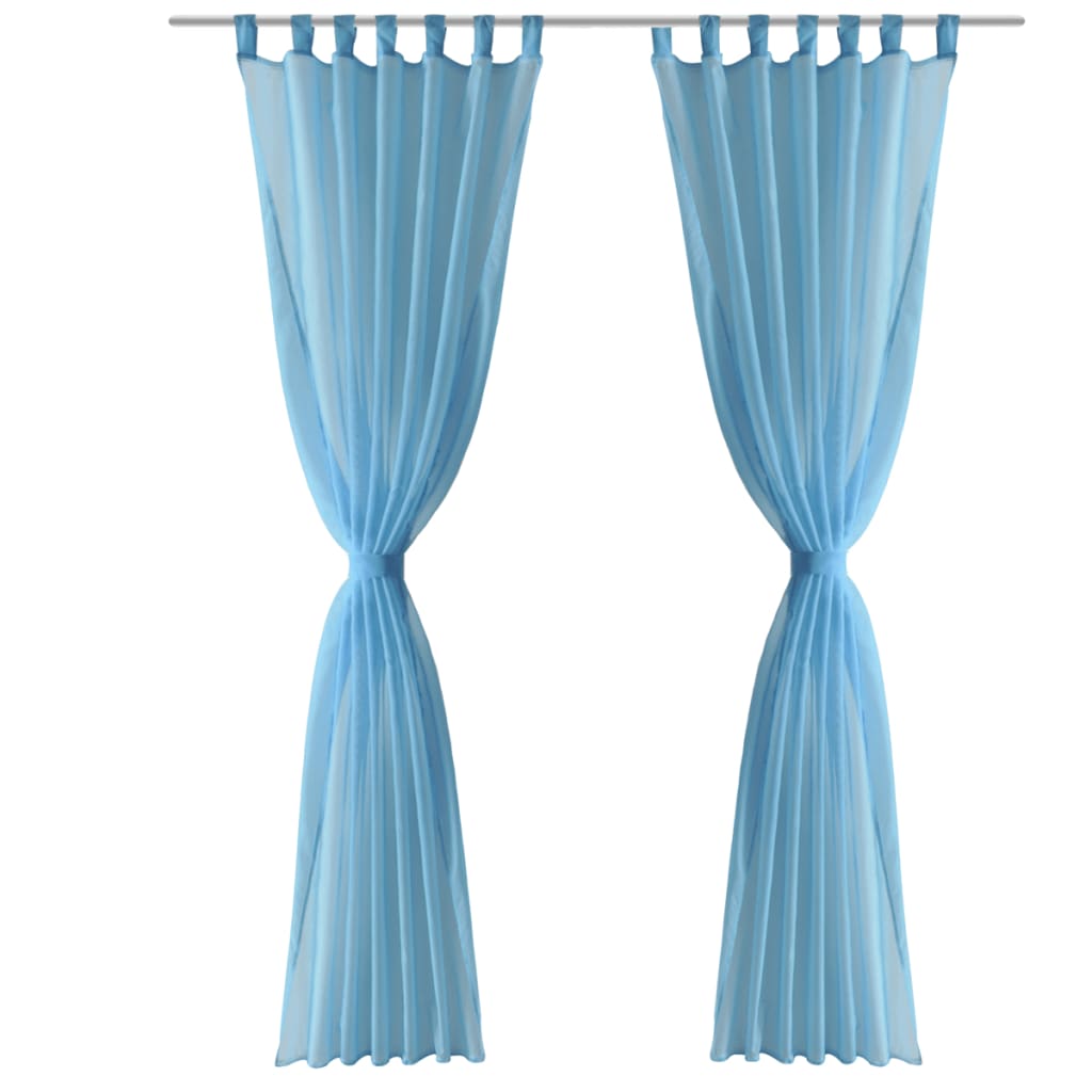 Thumbnail - vidaXL 2 x Transparente Gardine Fertiggardine 140 x 225 cm türkis