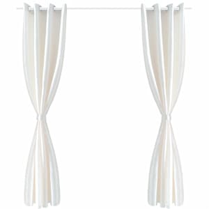 Biela taft z&aacute;clona s kovov&yacute;mi kr&uacute;žkami 140 x 245 cm 2ks