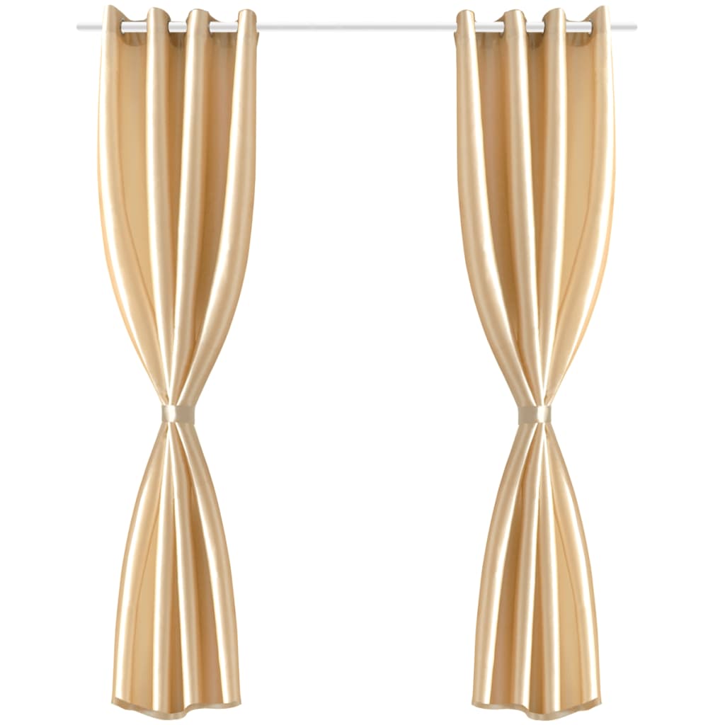Sand Taffeta Curtain with Metal Rings 140 x 245 cm 2 pcs