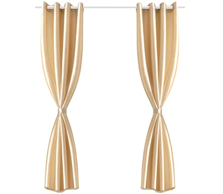 Sand Taffeta Curtain with Metal Rings 140 x 245 cm 2 pcs