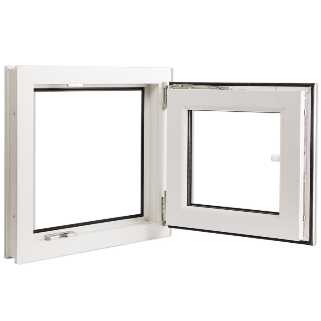 

vidaXL Draaikiepraam van PVC met dubbel glas en handvat links 500 x 500 mm