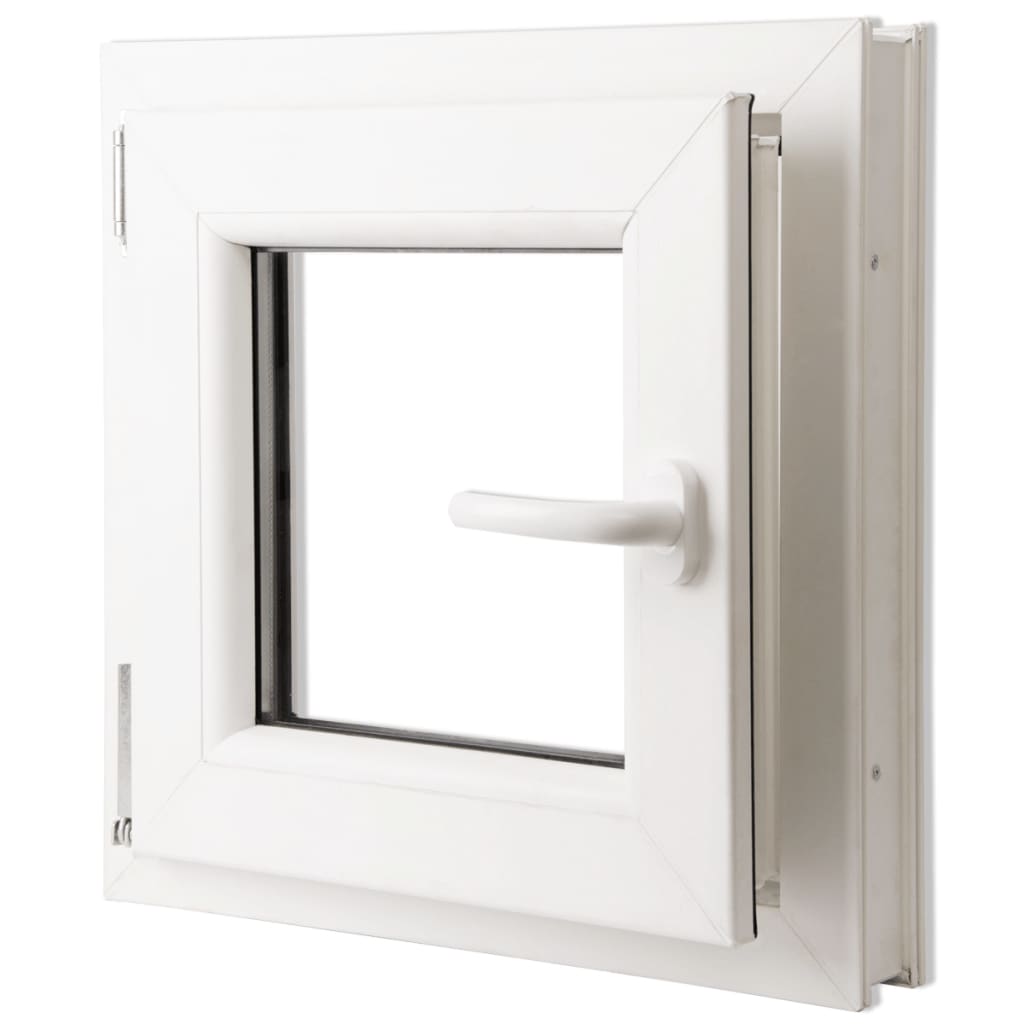 Vridbart PVC dubbelglasfönster med handtag på höger sida 500 x 500 mm