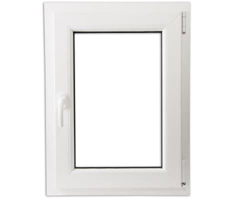 Draaikiepraam van PVC met dubbel glas en handvat links 600 x 900 mm