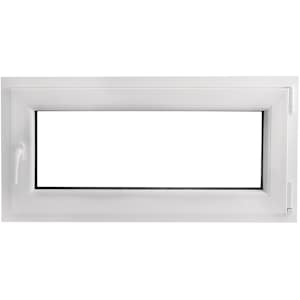 Janela oscilobatente PVC com punho destro e vidros duplos 800 x 400 mm