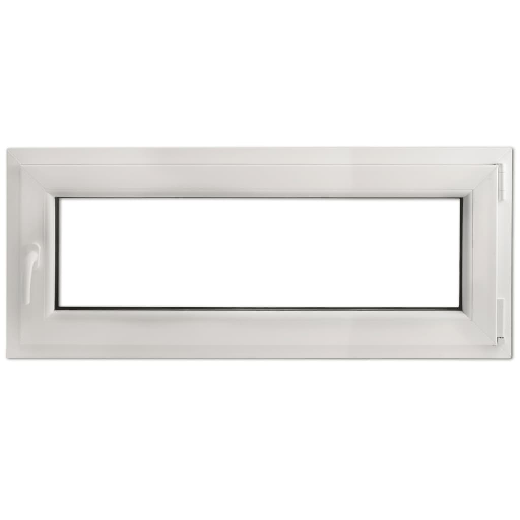 Draaikiepraam van PVC met dubbel glas en handvat links 900 x 400 mm