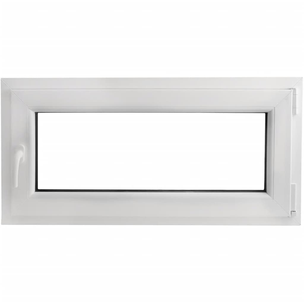 

vidaXL Draaikiepraam van PVC met dubbel glas en handvat links 1000 x 500 mm