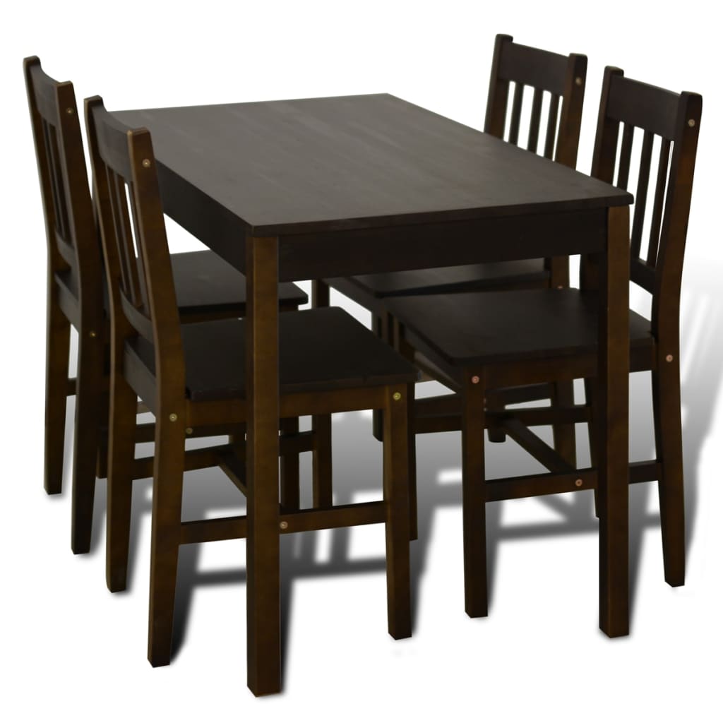 Дървена кухненска маса с 4 кафяви стола