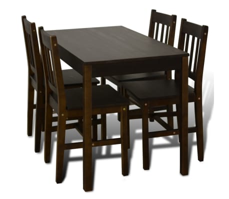 Wooden Dining Table With 4 Chairs Brown Vidaxl Com