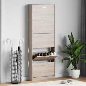 Lesena omarica za čevlje s 5 predelki videz hrasta