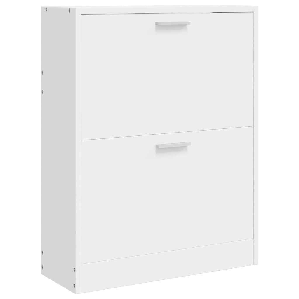 vidaXL Dřevěný botník se 2 přihrádkami bílý