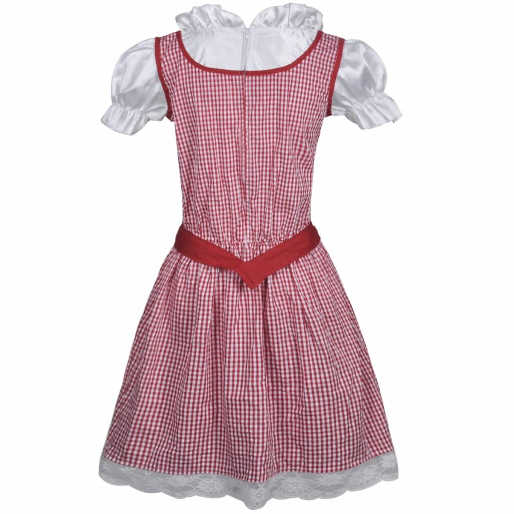 vidaXL Oktoberfest dirndl-kjole med forklæde rød M/L