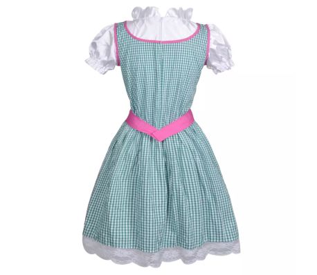 130225 Oktoberfest Dirndl Dress Trachtenkleid with Apron Green & Pink L / XL