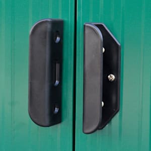 Gartenhaus aus Metall mit Schleppdach und Fundament Gr&uuml;n 2,35 m&sup3;