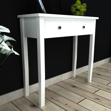 White Dressing Console Table With Two Drawers Vidaxl Com